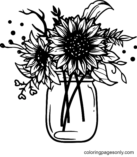 Aesthetic Drawing Sunflower Coloring Page