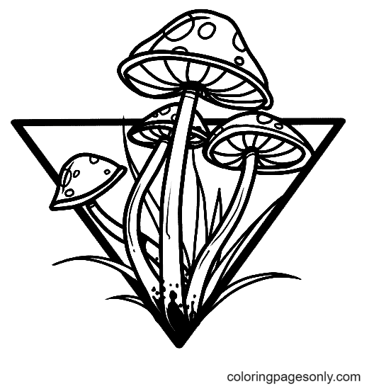 Aesthetic Mushroom Coloring Page