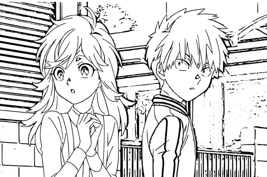 Akira 和 Shiki Tademaru Coloring Page
