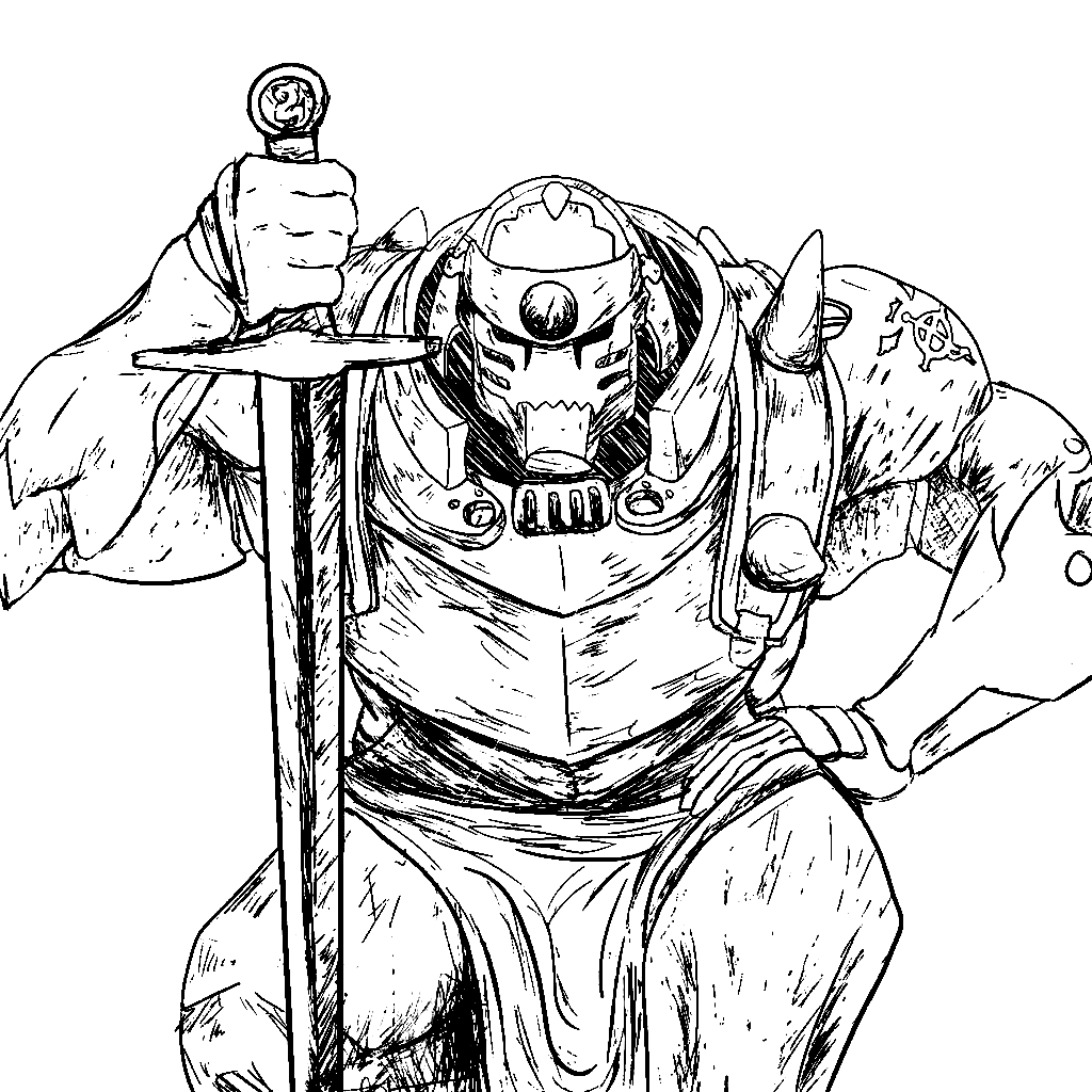 Alphonse Elric com espada de Fullmetal Alchemist