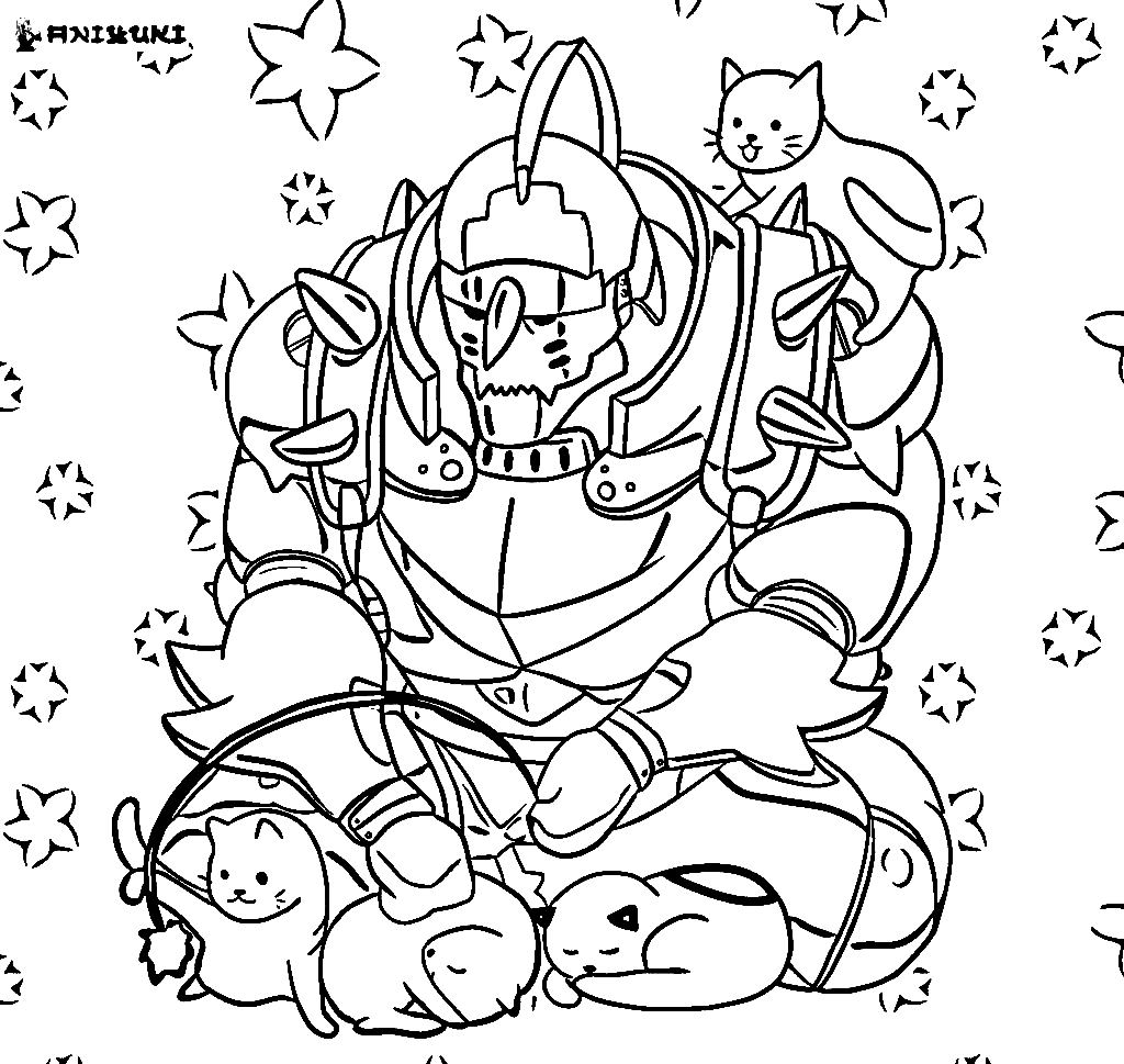 Alphonse and cats Coloring Page