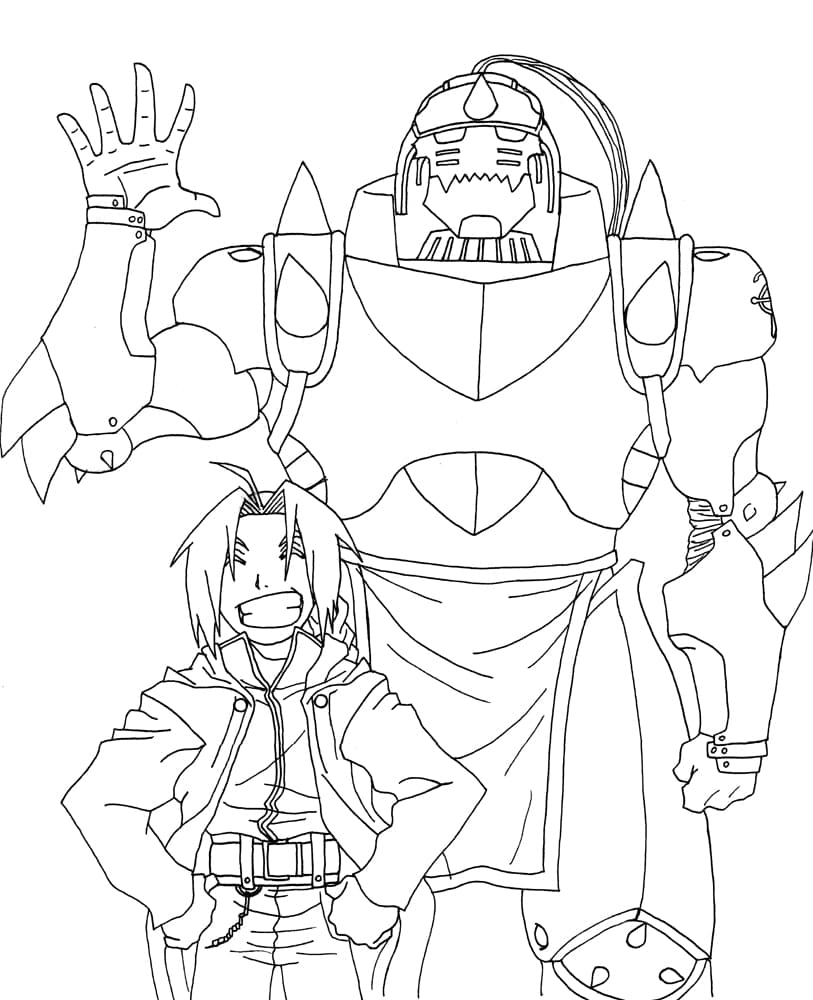 Alphonse 与 Edward Elric Coloring Page