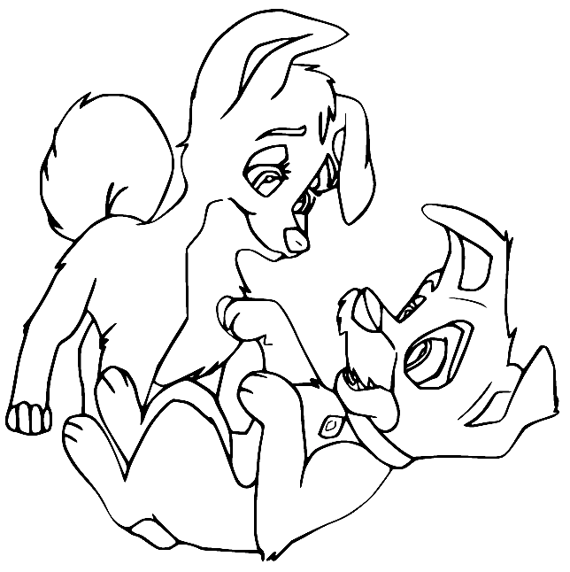 Angel and Scamp Coloring Pages