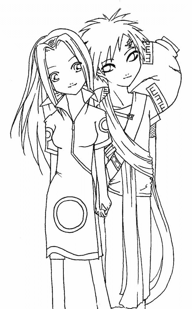 Anime Couple Free Coloring Page