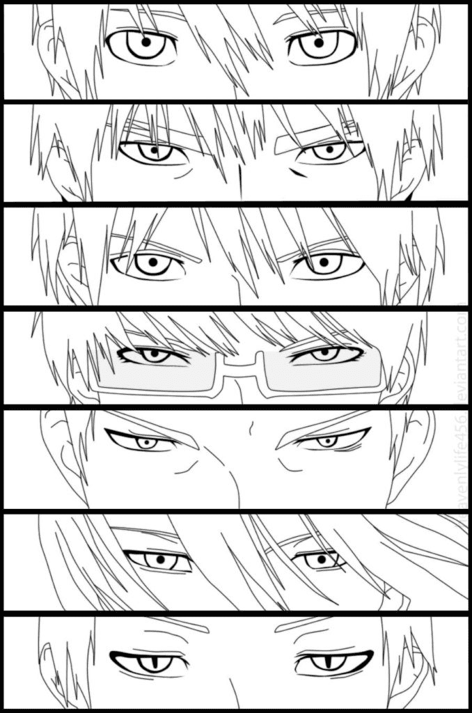 Anime boys eyes Coloring Pages