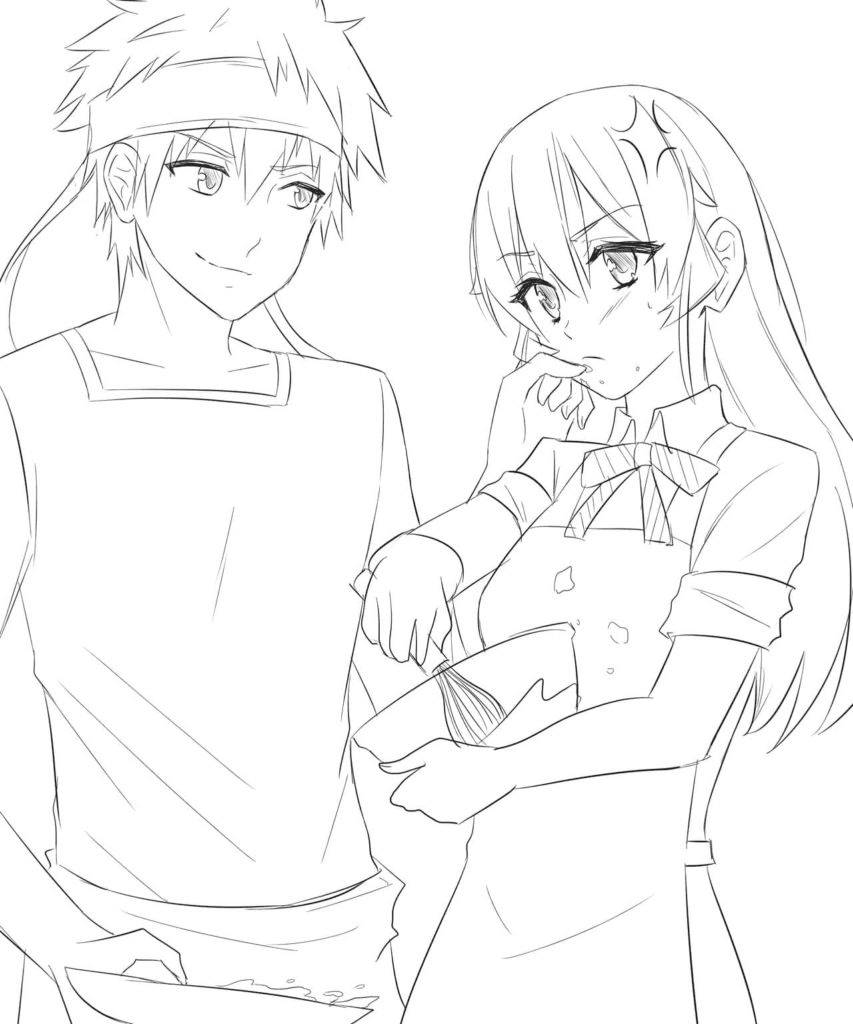 Anime-Paar kocht gemeinsam Essen von Anime Couple