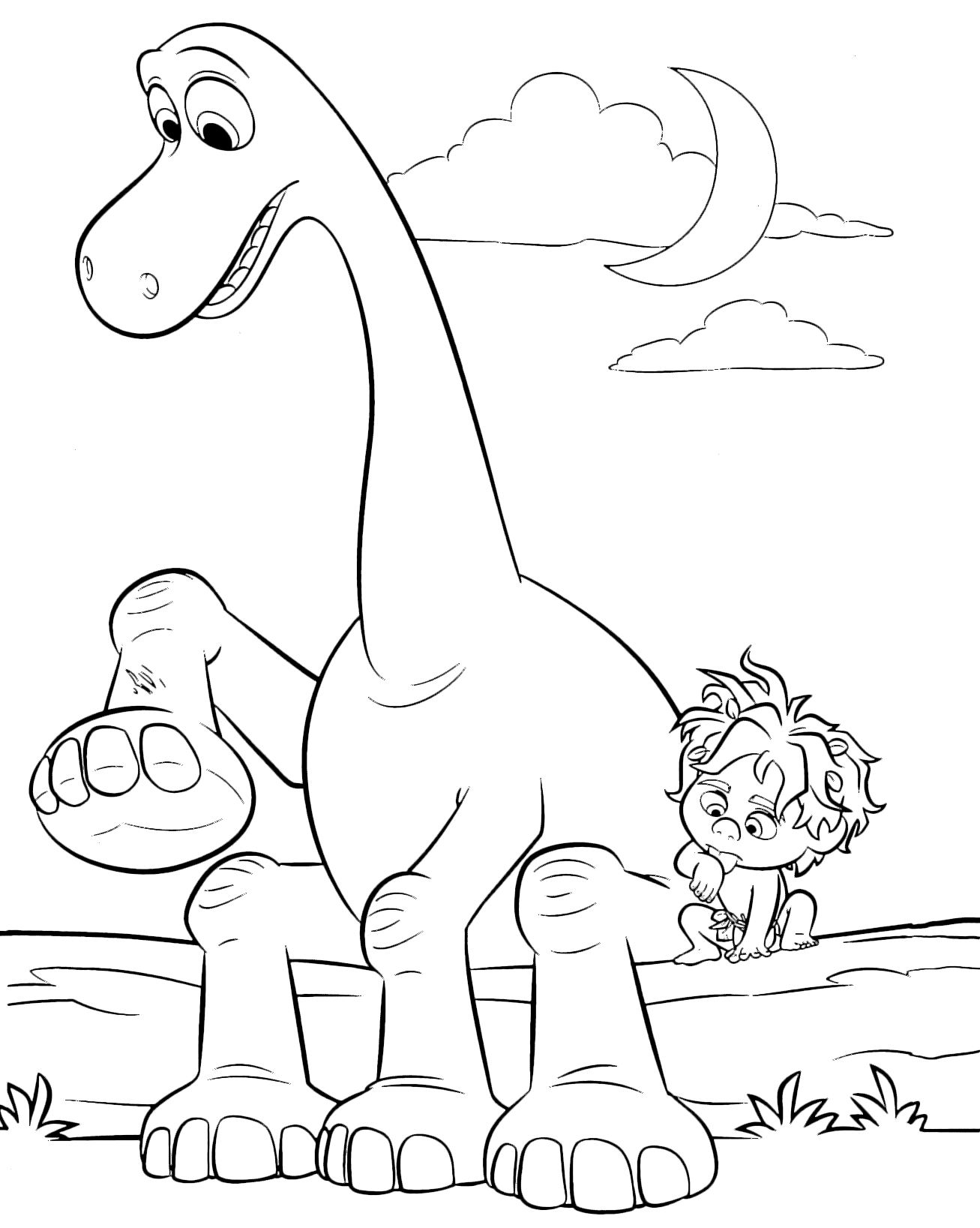 Arlo and Spot lick wounds Coloring Page