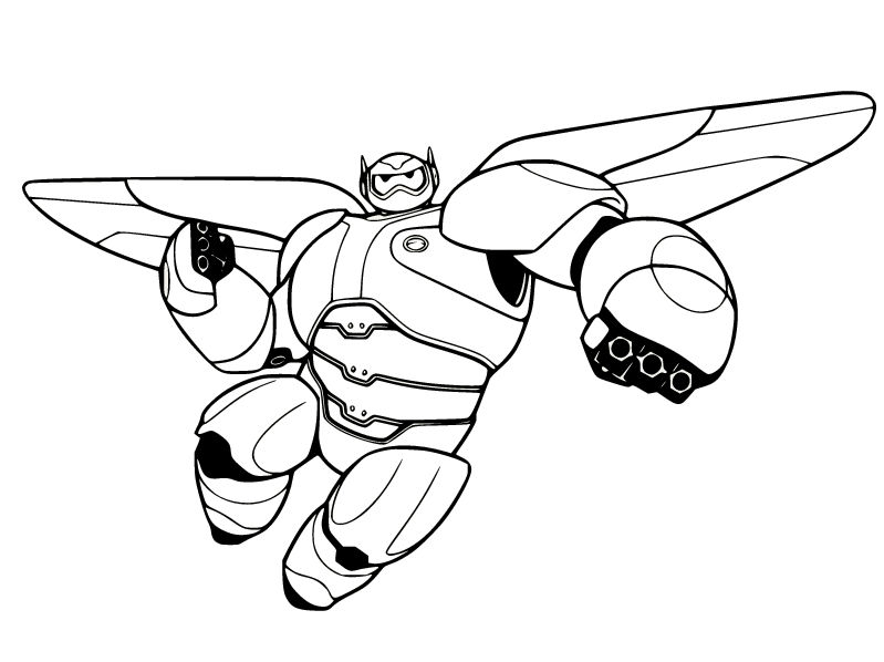 Armored Baymax Flying Coloring Pages