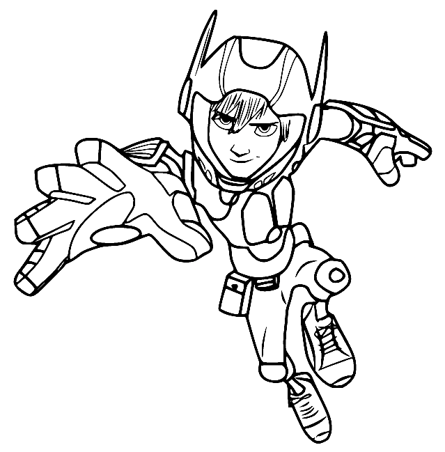 Armored Hiro Running Coloring Page