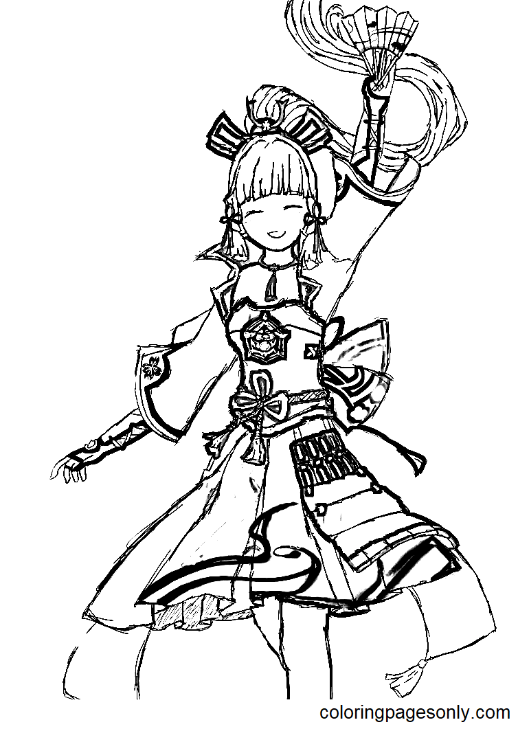Ayaka from Anime Genshin Impact Coloring Page