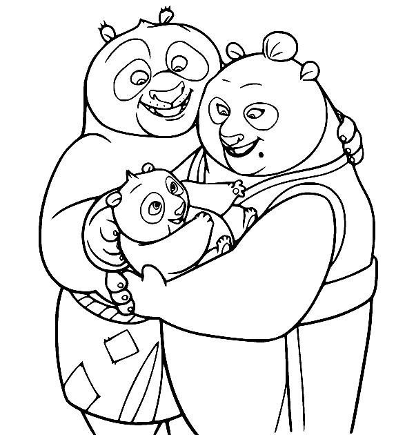 Baby Po e seus pais de Kung Fu Panda