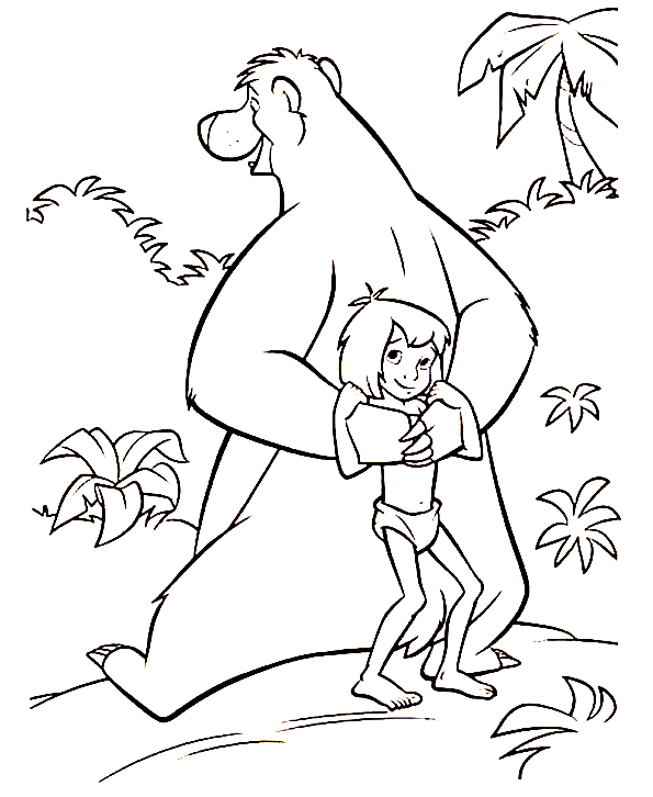 Baloo y Mowgli del libro de la selva