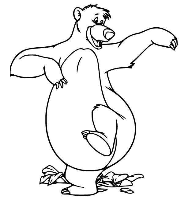 Baloo Bear Dancing Coloring Page