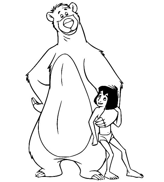 El oso Baloo y Mowgli del libro de la selva