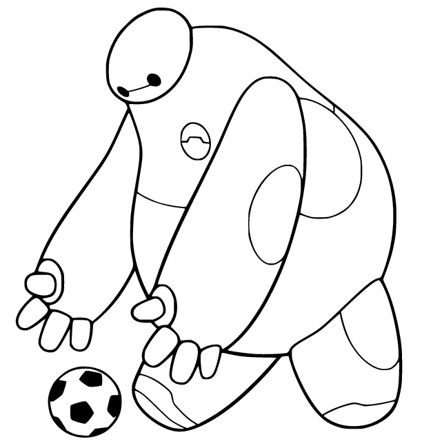 Baymax Catching the Football Coloring Page