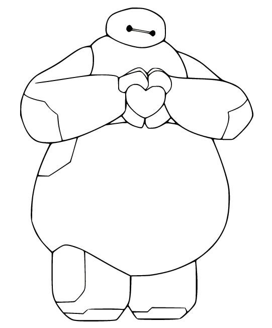 Baymax Finger Heart Coloring Page