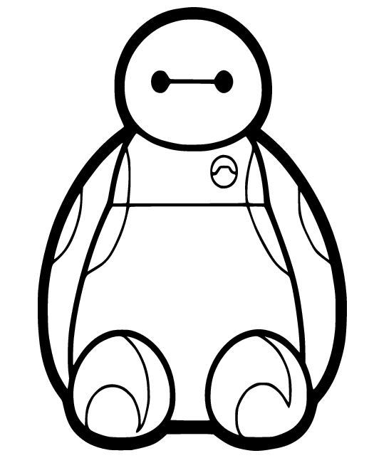 Baymax Sits on the Floor Coloring Page