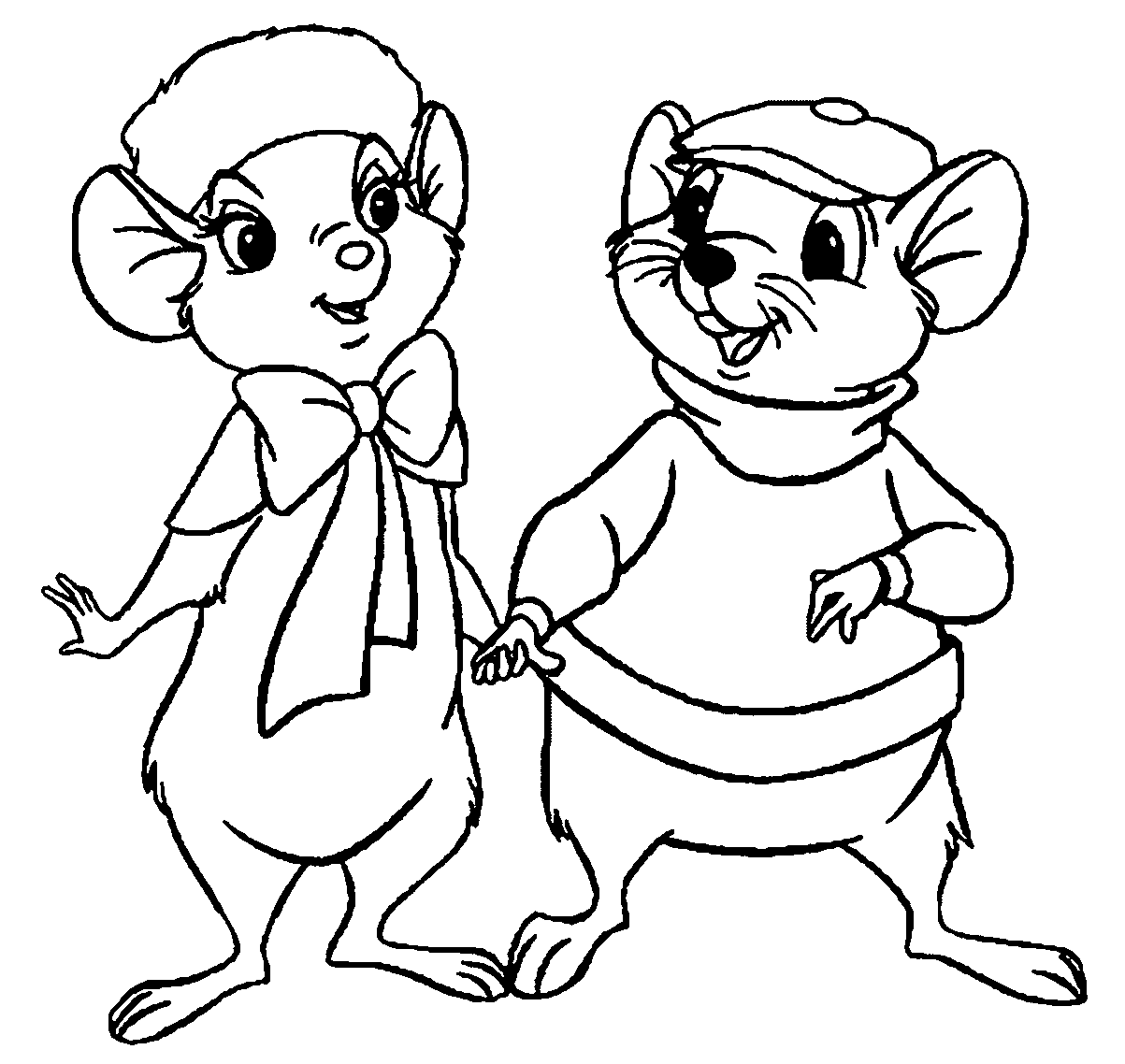 Bernard and Bianca holding hands Coloring Page