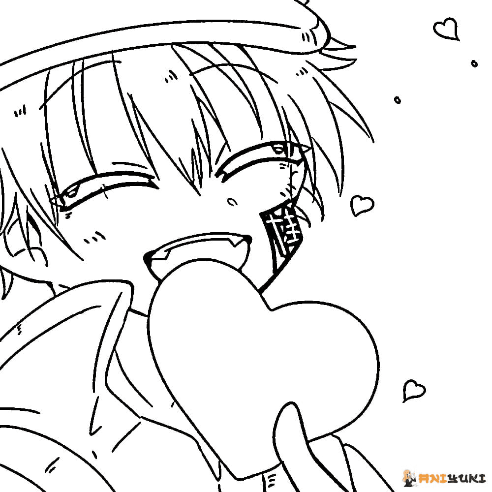 Boy with heart Coloring Page