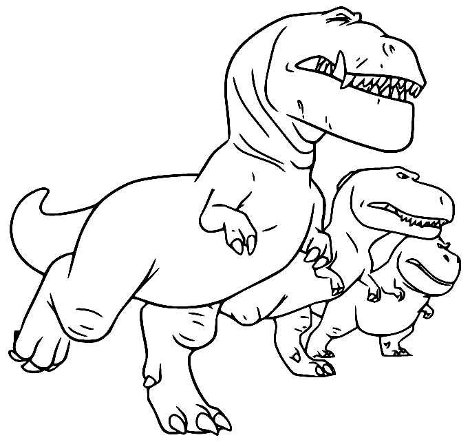 Butch T rex and His Sons Coloring Page