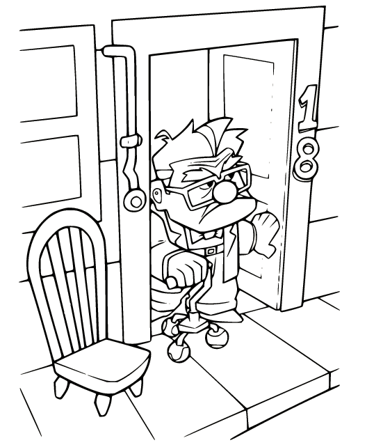 Carl Came out from the Door Coloring Page