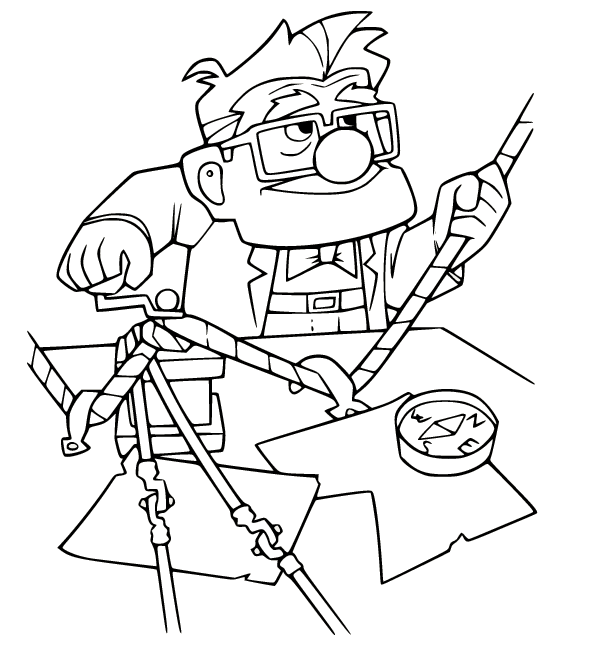 Carl Driving the Flying House Coloring Page