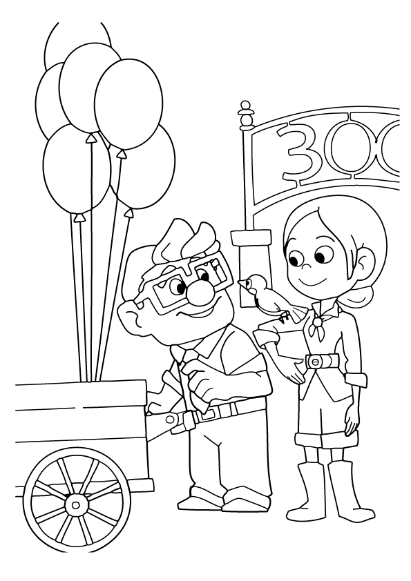 Carl and Ellie in a Zoo Coloring Page
