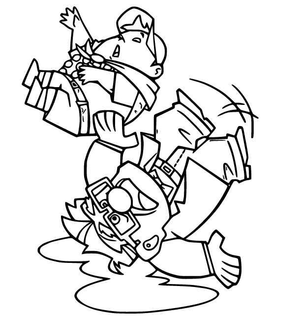 Carl and Russell Falling Down Coloring Page