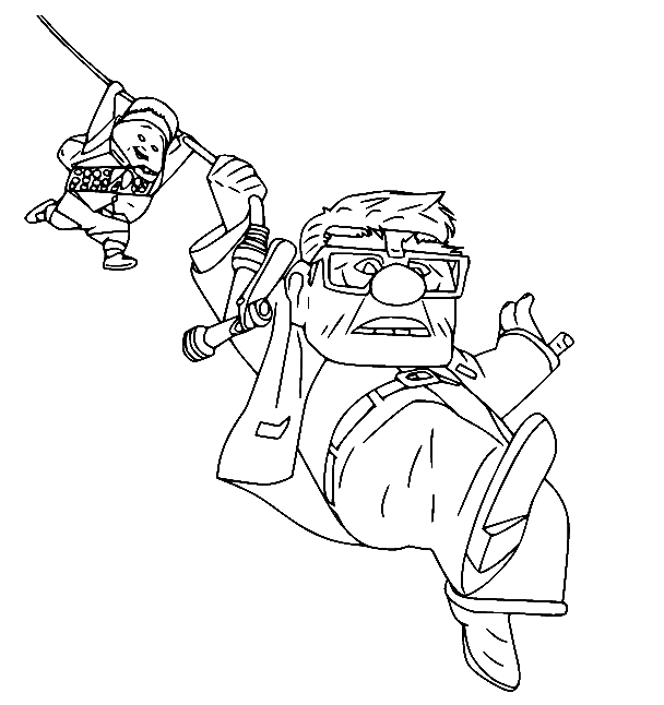 Carl and Russell Landing Coloring Page
