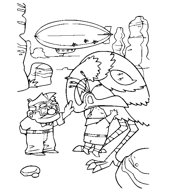 Carl and Russell Said Goodbye to Kevin Coloring Page