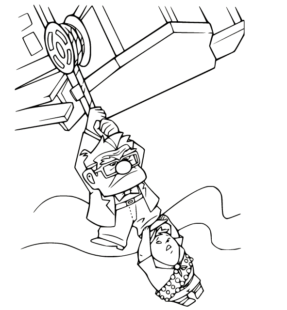 Carl and Russell on the Rope Coloring Page