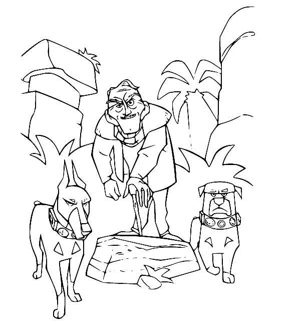 Pagina da colorare di Charles e i suoi cani