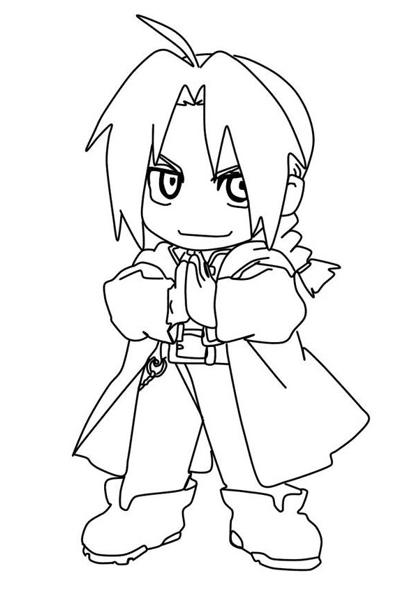 Chibi Edward Elric for Kids Coloring Page