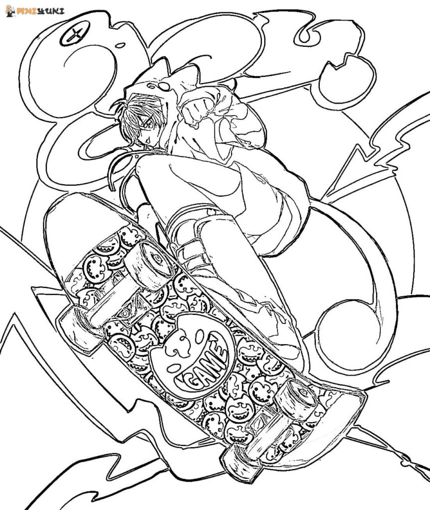 Chinen Miya from SK8 the Infinity Coloring Page