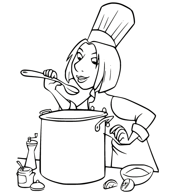 Colette Tatou Cooking from Ratatouille Coloring Page