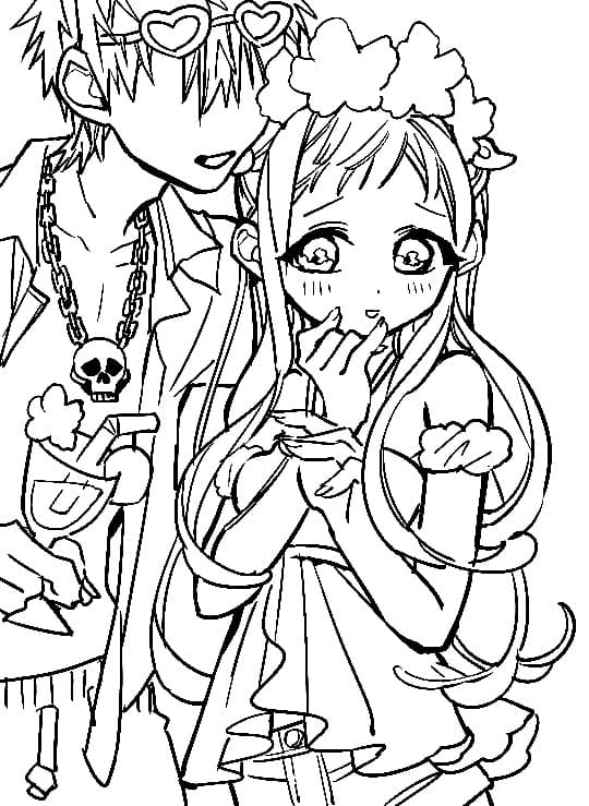 Cute Anime Couple Coloring Page