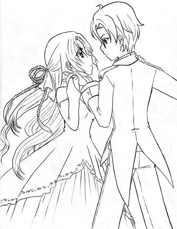 Cute Couple Anime Coloring Pages