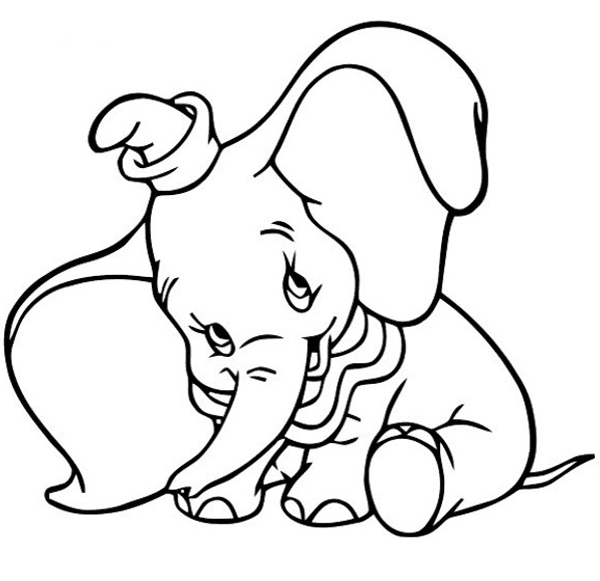 Pagina da colorare di Dumbo carino