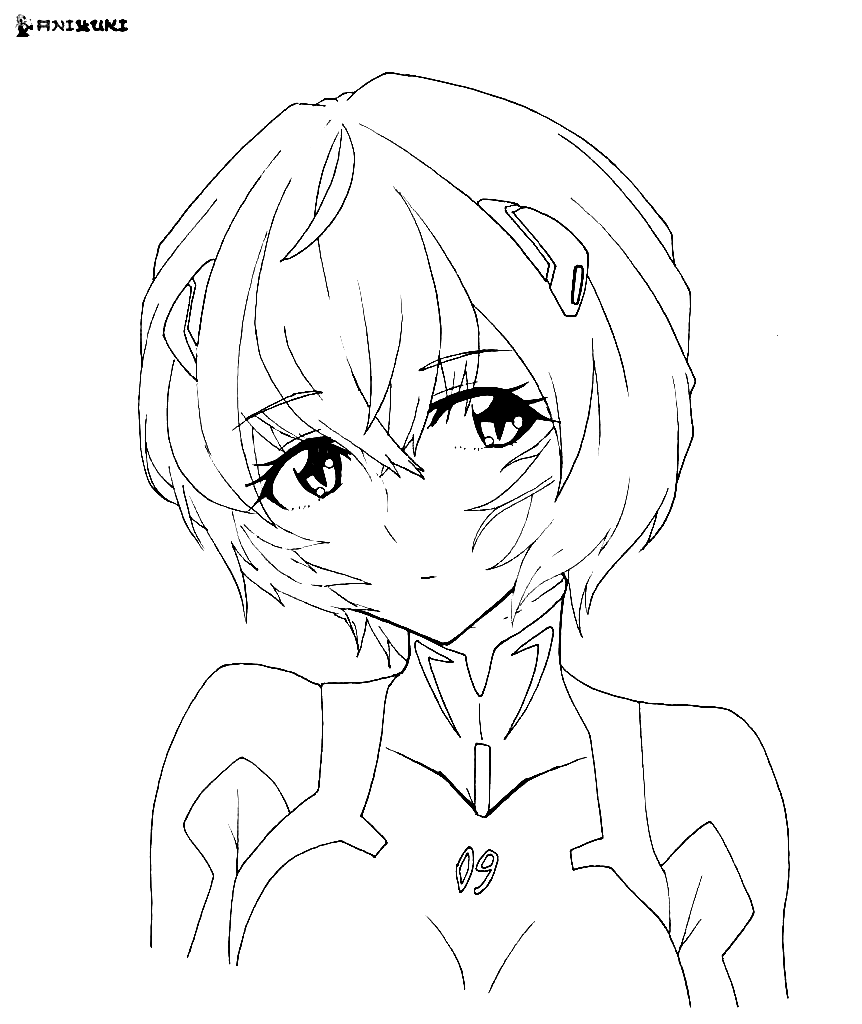 Cute Rei Ayanami Coloring Pages