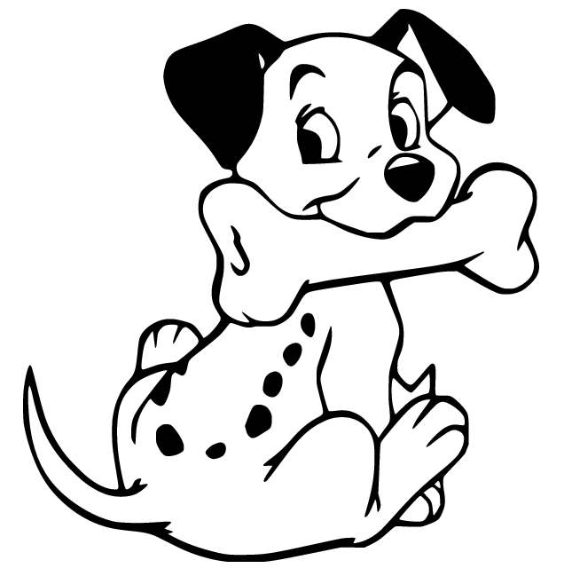 Dalmatian Eating a Bone Coloring Pages