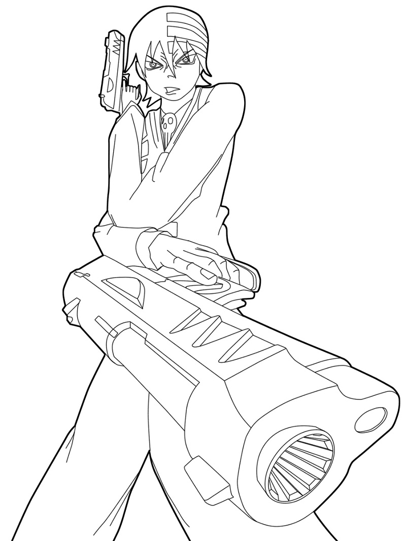 Death The Kid From Soul Eater Coloring Page