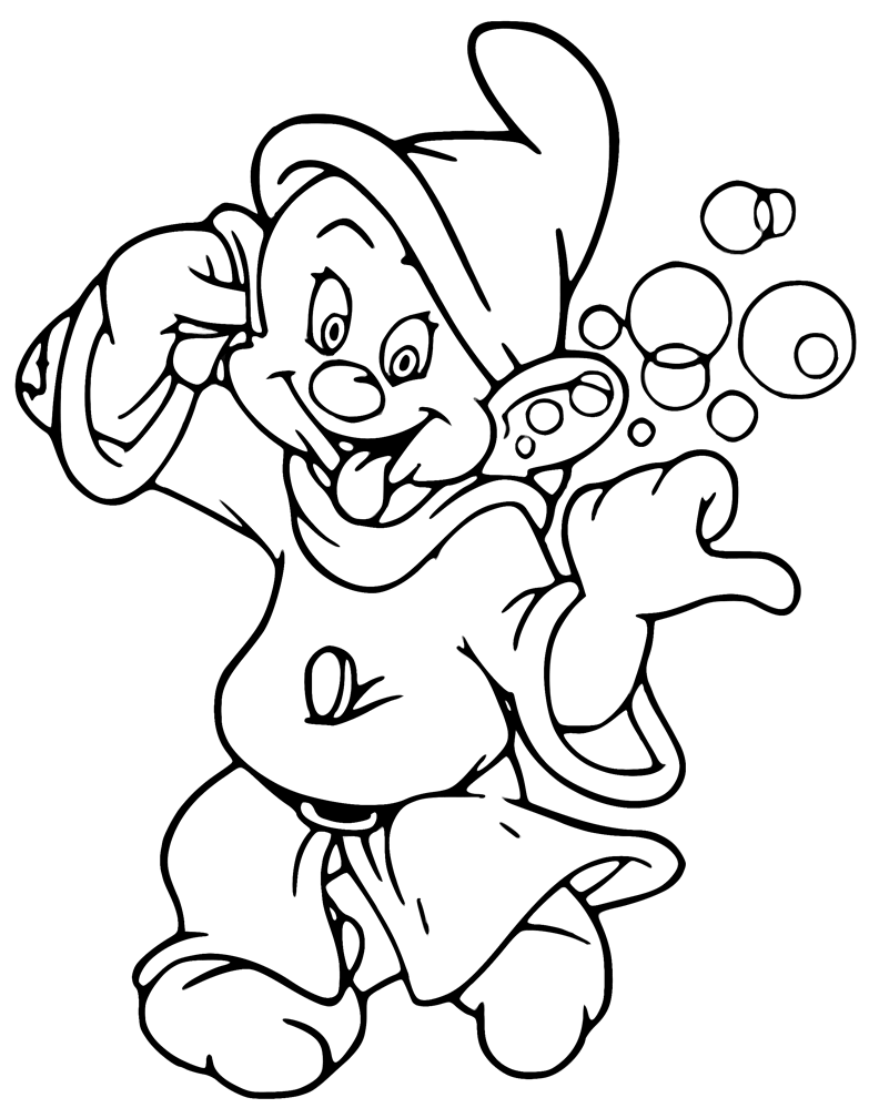 Dopey’s soap bubbles Coloring Page