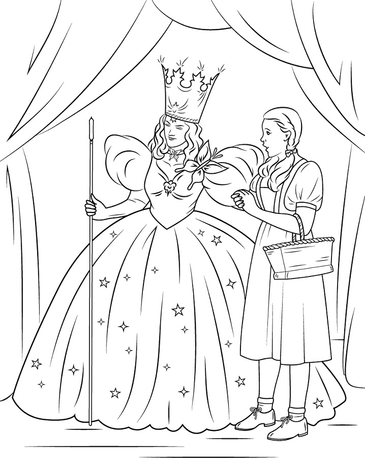 Dorothy with Glinda The Good Witch of The North Coloring Page