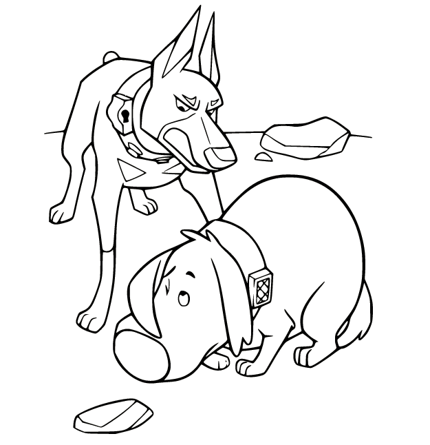 Dug and Alpha Dog from Up Coloring Page Coloring Page