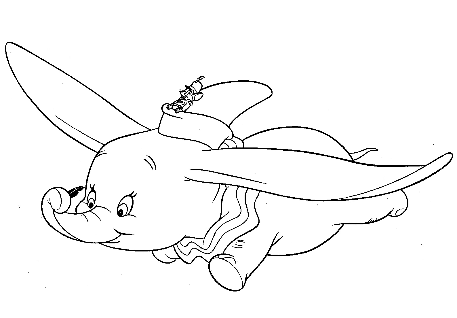 Dumbo vliegt met Timothy en magische veer van Dumbo