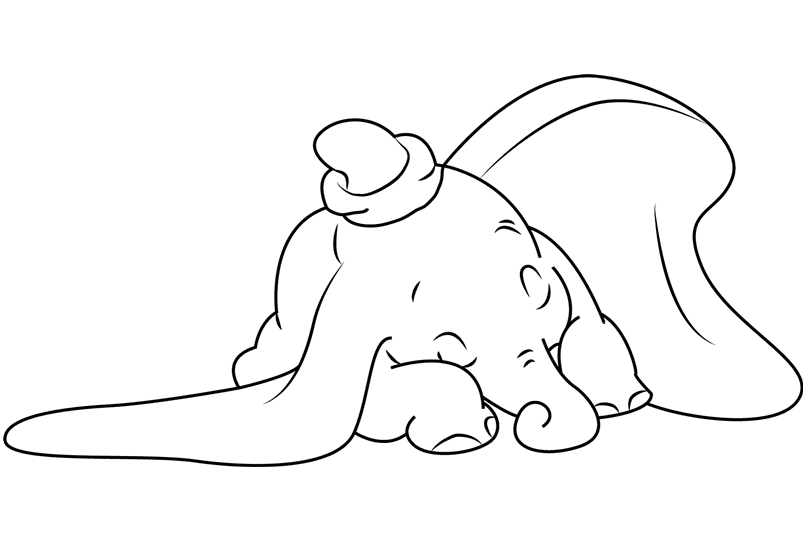 Dumbo Is Sleeping Coloring Page