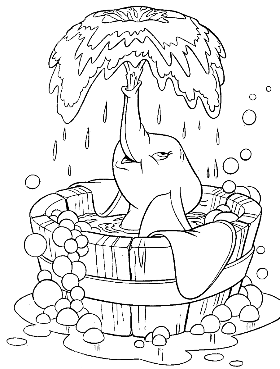 Dumbo Makes a Fountain Coloring Page