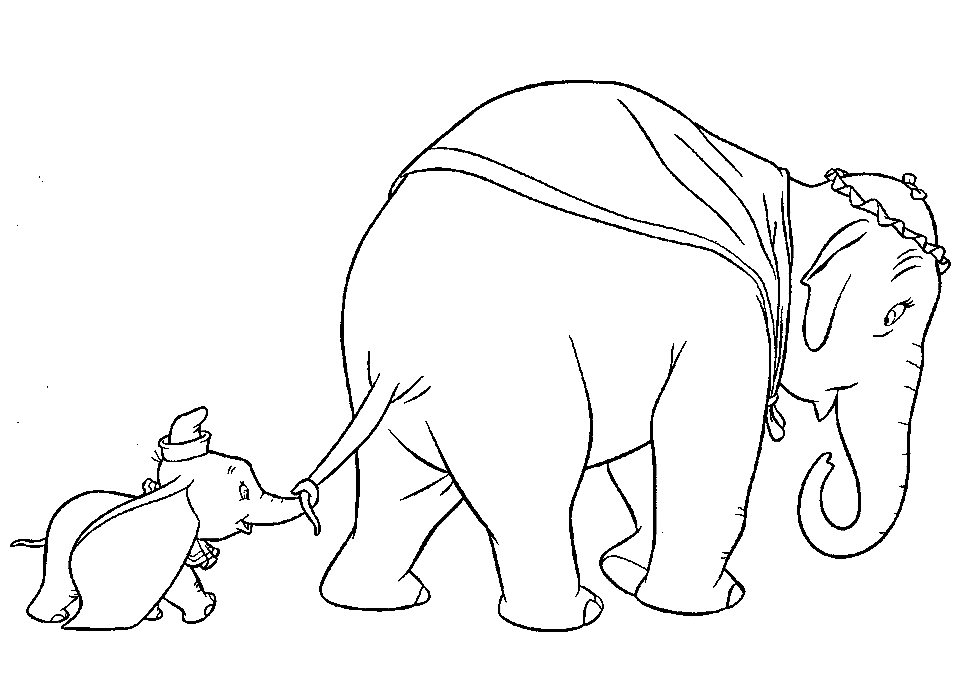 Dumbo loopt met zijn moeder van Dumbo