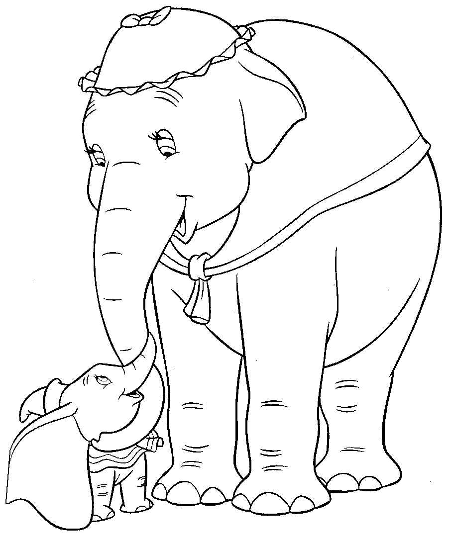 Pagina da colorare di Dumbo e mamma