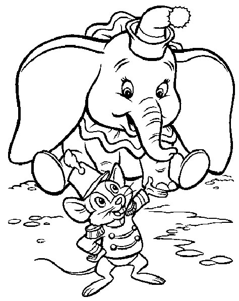 Dibujo para colorear de Dumbo y Timothy para niños